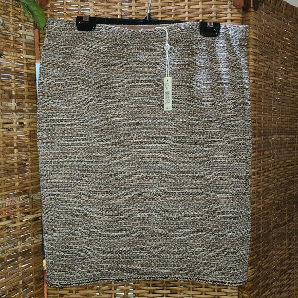 NWT Max Studio Pencil Skirt Size XL Stretch $78 Brown White Black Knee Length - Picture 1 of 7